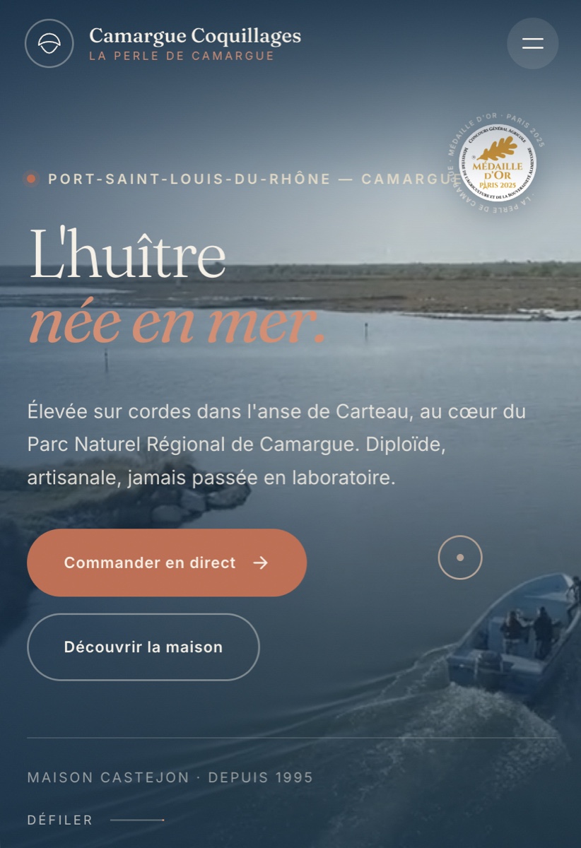 Aperçu du site Camargue Coquillages réalisé par lmscom