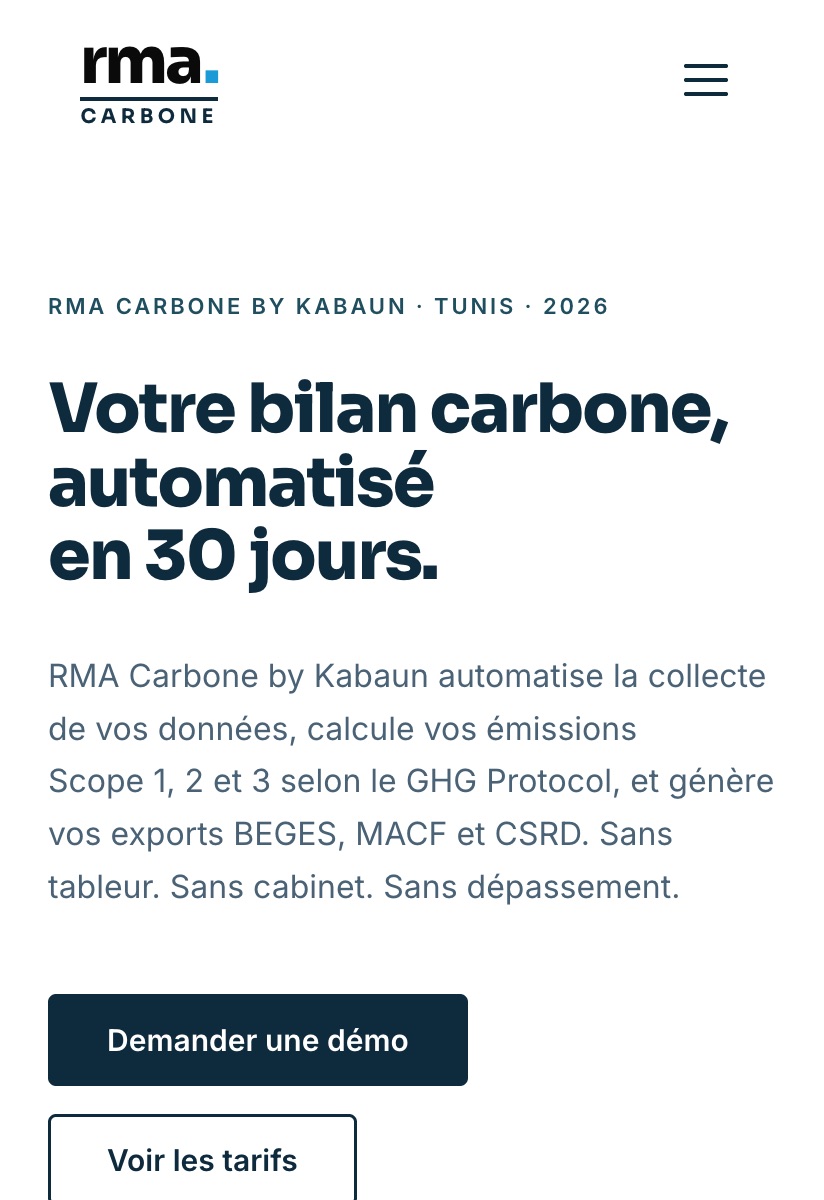 Aperçu du site RMA Carbone réalisé par lmscom